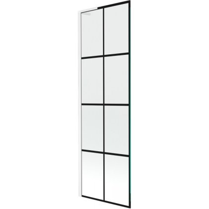 Mexen Next L, 1 szárnyú kádparaván 60 x 150 cm, 6mm átlátszó üveg-fekete mintás, fehér profil, 895-060-000-03-77-20