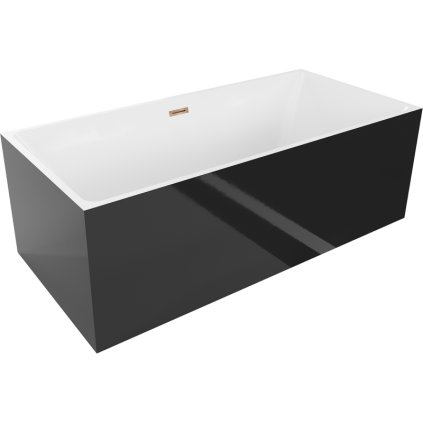 Mexen Nita, szabadon álló kád 170 x 80 cm, fehér-fekete, rózsaszín arany túlfolyó, 52091708075-60