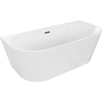 Mexen Oval, szabadon álló fali kád 170 x 80 cm, fehér, grafit túlfolyó, 52671708000-66