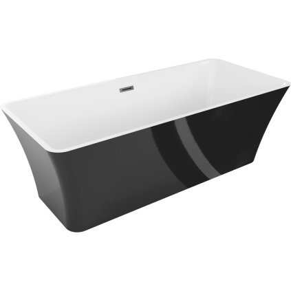 Mexen Tonia, szabadon álló kád 170 x 75 cm, fehér-fekete, polírozott grafit túlfolyó, 52171707575-95
