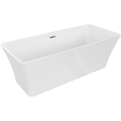 Mexen Tonia, szabadon álló kád 170 x 75 cm, fehér, arany fényes túlfolyó, 52171707500-50