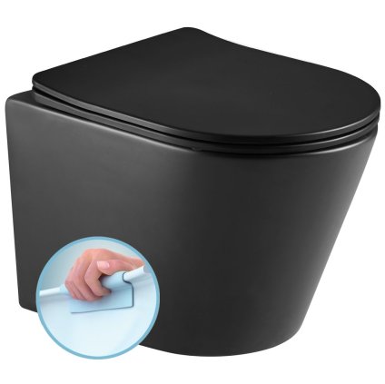 Sapho, PACO függő WC csésze, Perem nélküli, 36x53cm, fekete szőnyeg, PZ1012WRB