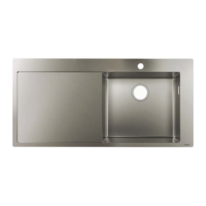 Hansgrohe S71, rozsdamentes acél mosogató 450 beépíthető, bal oldali vízelvezető felülettel, rozsdamentes acél, HAN-43306800