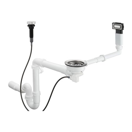 Hansgrohe D14, automata és túlfolyó készlet egy mosogatóhoz, rozsdamentes acél, HAN-43931800