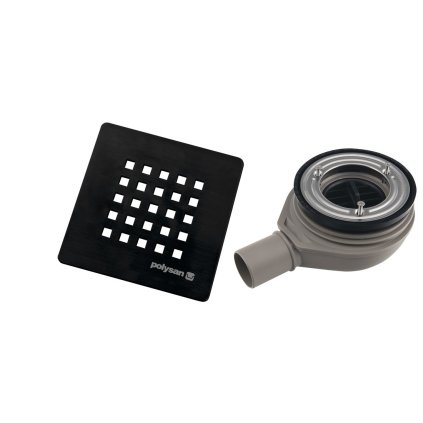 Polysan, TRENECA kádszifon, nyílás 90 mm, DN40, fekete szőnyeg, 84999.21
