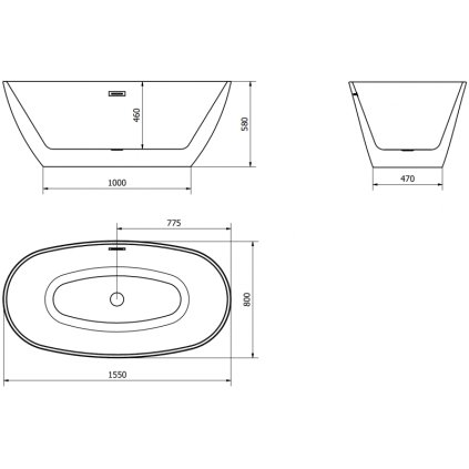 485225 mexen eris volne stojaca vana 155 x 80 cm biela chromovy prepad 53441558000 01