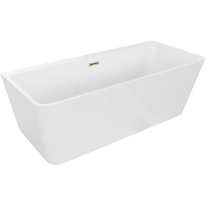 Mexen Volta, falra támasztott, szabadon álló kád 170 x 75 cm, fehér, arany fényes túlfolyó, 51131707500-50