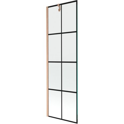 Mexen Next, 1 szárnyas kádparaván 60 x 150 cm, 6mm átlátszó üveg - fekete mintás, réz matt, 895-060-000-00-70-77