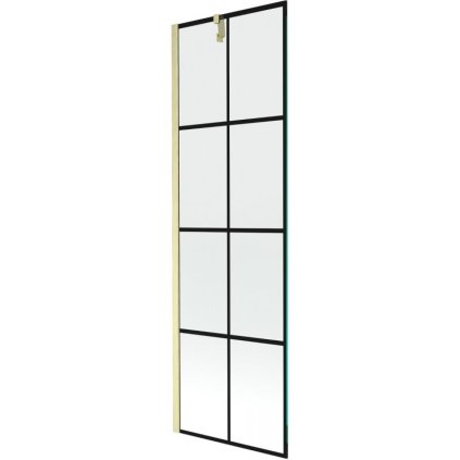 Mexen Next, 1 szárnyas kádparaván 60 x 150 cm, 6mm átlátszó üveg - fekete mintás, arany matt, 895-060-000-00-77-55