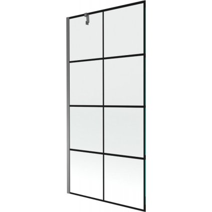 Mexen Next, 1 szárnyas kádparaván 90 x 150 cm, 6mm átlátszó üveg - fekete mintás, grafit, 895-090-000-00-77-95