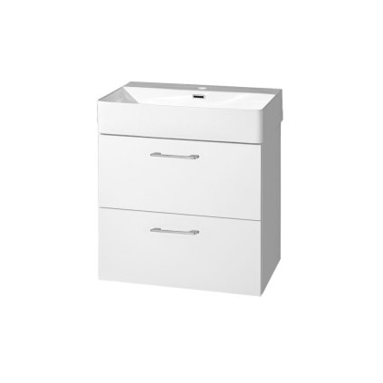 Mereo, Leny, fürdőszoba szekrény kerámia mosdóval, 600x670x420 mm, alsó, fehér fényes, 2 fiókos, új, MER-CN811N