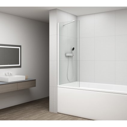 Polysan, FISA kádparaván 800x1500mm, mm, fehér szőnyeg, átlátszó üveg, FS1082-W