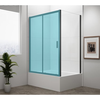 Polysan, MÉLYFEKETE zuhany oldalfal 900x1650mm, átlátszó üveg, MD3316B