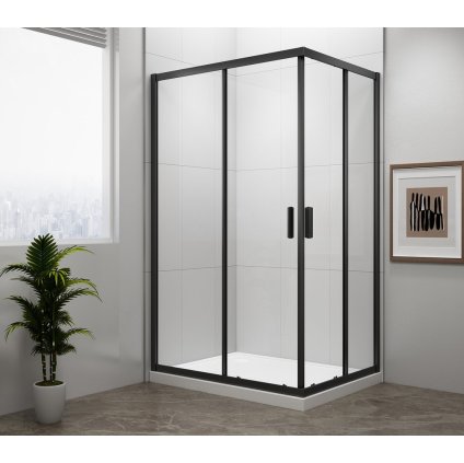 Polysan, EASY BLACK négyszögletes zuhanyparaván 900x800mm, átlátszó üveg, EL5315B