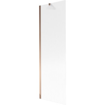 Mexen Next, kádparaván 1 szárny 60 x 150 cm, fix szárny, 6 mm-es üveg csíkokkal, rózsa arany profil, 895-060-000-00-09-60