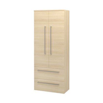 Mereo, Bino, magas fürdőszobai szekrény, dupla, 163 cm, fehér, fehér/tölgy, MER-CN639