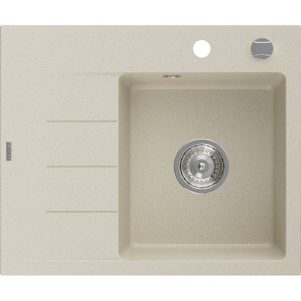 Mexen Ben, 1 kamrás gránit mosogató 600x500x190 mm, jobb + króm szifon, bézs, 6523605000-69