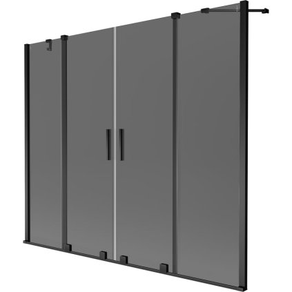 Mexen Velar Duo, 2 szárnyas eltolható kádparaván 180 x 150 cm, 8mm szürke üveg, fekete matt, 896-180-000-42-70