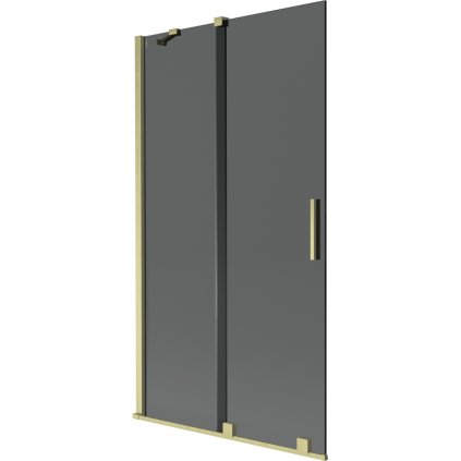 Mexen Velar, 2 szárnyas eltolható kádparaván 100 x 150 cm, 8mm szürke üveg, arany matt, 896-100-000-41-55