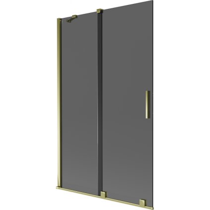Mexen Velar, 2 szárnyas eltolható kádparaván 110 x 150 cm, 8mm szürke üveg, arany fényes, 896-110-000-41-50