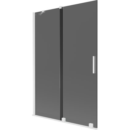 Mexen Velar, 2 szárnyas eltolható kádparaván 120 x 150 cm, 8mm szürke üveg, fehér matt, 896-120-000-41-20