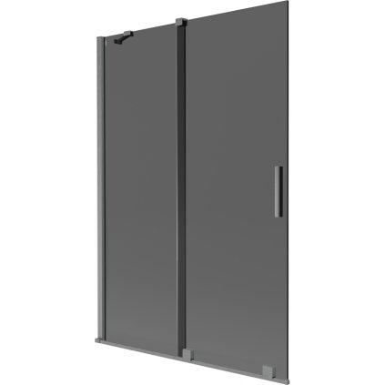 Mexen Velar, 2 szárnyas eltolható kádparaván 120 x 150 cm, 8mm szürke üveg, polírozott grafit, 896-120-000-41-66