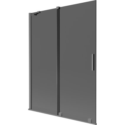 Mexen Velar, 2 szárnyas eltolható kádparaván 130 x 150 cm, 8mm szürke üveg, polírozott grafit, 896-130-000-41-95