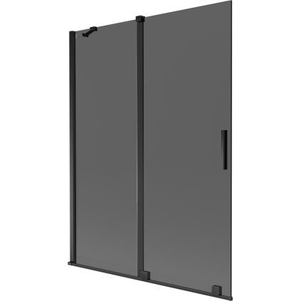 Mexen Velar, 2 szárnyas eltolható kádparaván 130 x 150 cm, 8mm szürke üveg, fekete matt, 896-130-000-41-70