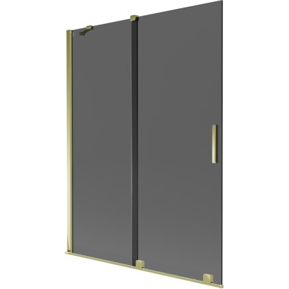 Mexen Velar, 2 szárnyas eltolható kádparaván 130 x 150 cm, 8mm szürke üveg, arany fényes, 896-130-000-41-50