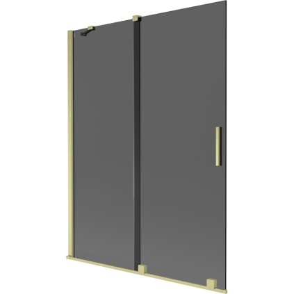 Mexen Velar, 2 szárnyas eltolható kádparaván 130 x 150 cm, 8mm szürke üveg, arany matt, 896-130-000-41-55