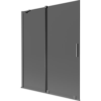 Mexen Velar, 2 szárnyas eltolható kádparaván 140 x 150 cm, 8mm szürke üveg, polírozott grafit, 896-140-000-41-95