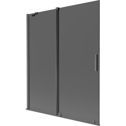 Mexen Velar, 2 szárnyas eltolható kádparaván 140 x 150 cm, 8mm szürke üveg, polírozott grafit, 896-140-000-41-66
