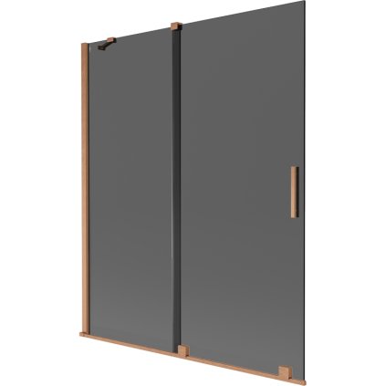 Mexen Velar, 2 szárnyas eltolható kádparaván 140 x 150 cm, 8mm szürke üveg, rézmatt, 896-140-000-41-65