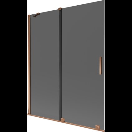 Mexen Velar, 2 szárnyas eltolható kádparaván 140 x 150 cm, 8mm szürke üveg, rózsaszín arany, 896-140-000-41-60