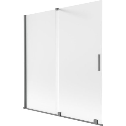 Mexen Velar, 2 szárnyas eltolható kádparaván 150 x 150 cm, 8 mm-es mattüveg, polírozott grafit, 896-150-000-31-95