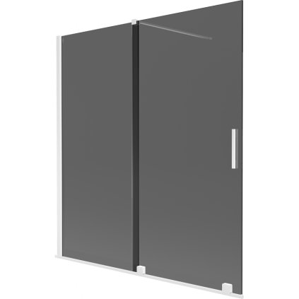 Mexen Velar, 2 szárnyas eltolható kádparaván 150 x 150 cm, 8mm szürke üveg, fehér matt, 896-150-000-41-20