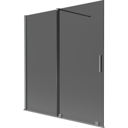 Mexen Velar, 2 szárnyas eltolható kádparaván 150 x 150 cm, 8mm szürke üveg, polírozott grafit, 896-150-000-41-95