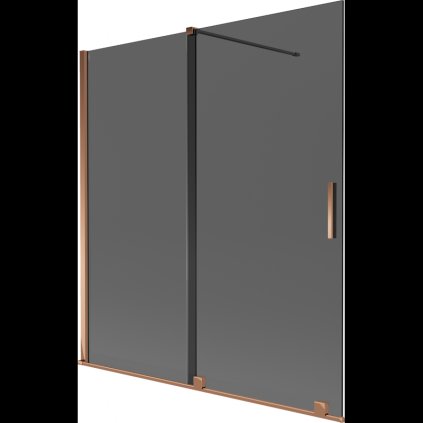 Mexen Velar, 2 szárnyas eltolható kádparaván 150 x 150 cm, 8mm szürke üveg, rózsaszín arany, 896-150-000-41-60