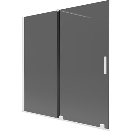 Mexen Velar, 2 szárnyas eltolható kádparaván 160 x 150 cm, 8mm szürke üveg, fehér matt, 896-160-000-41-20