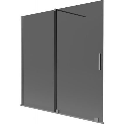 Mexen Velar, 2 szárnyas eltolható kádparaván 160 x 150 cm, 8mm szürke üveg, polírozott grafit, 896-160-000-41-95
