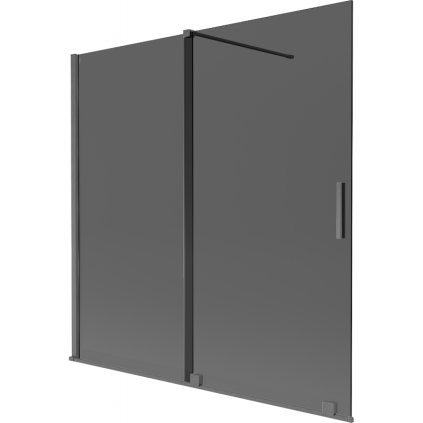 Mexen Velar, 2 szárnyas eltolható kádparaván 160 x 150 cm, 8mm szürke üveg, polírozott grafit, 896-160-000-41-66