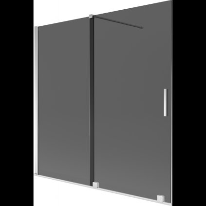Mexen Velar, 2 szárnyas eltolható kádparaván 160 x 150 cm, 8mm szürke üveg, króm, 896-160-000-41-01