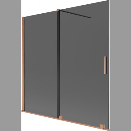 Mexen Velar, 2 szárnyas eltolható kádparaván 160 x 150 cm, 8mm szürke üveg, rézmatt, 896-160-000-41-65