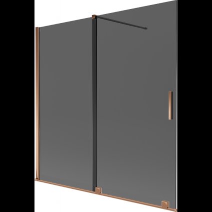 Mexen Velar, 2 szárnyas eltolható kádparaván 160 x 150 cm, 8mm szürke üveg, rózsaszín arany, 896-160-000-41-60