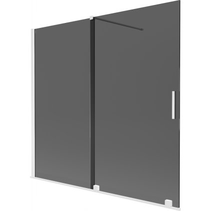 Mexen Velar, 2 szárnyas eltolható kádparaván 170 x 150 cm, 8mm szürke üveg, fehér matt, 896-170-000-41-20