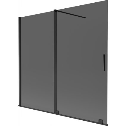 Mexen Velar, 2 szárnyas eltolható kádparaván 170 x 150 cm, 8mm szürke üveg, fekete matt, 896-170-000-41-70