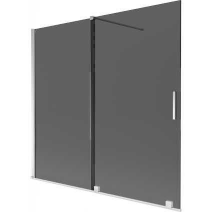 Mexen Velar, 2 szárnyas eltolható kádparaván 170 x 150 cm, 8mm szürke üveg, króm, 896-170-000-41-01