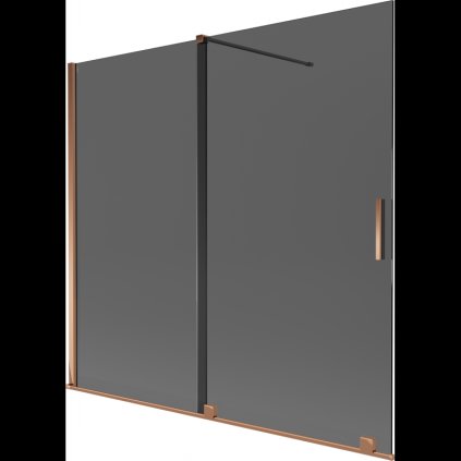 Mexen Velar, 2 szárnyas eltolható kádparaván 170 x 150 cm, 8mm szürke üveg, rózsaszín arany, 896-170-000-41-60
