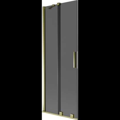 Mexen Velar, 2 szárnyas eltolható kádparaván 70 x 150 cm, 8mm szürke üveg, arany fényes, 896-070-000-41-50