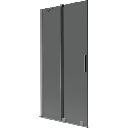 Mexen Velar, 2 szárnyas eltolható kádparaván 95 x 150 cm, 8mm szürke üveg, polírozott grafit, 896-095-000-41-95